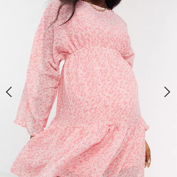 ASOS Pink Floral Maternity Dress NWT Size 6 - Picture 3 of 3